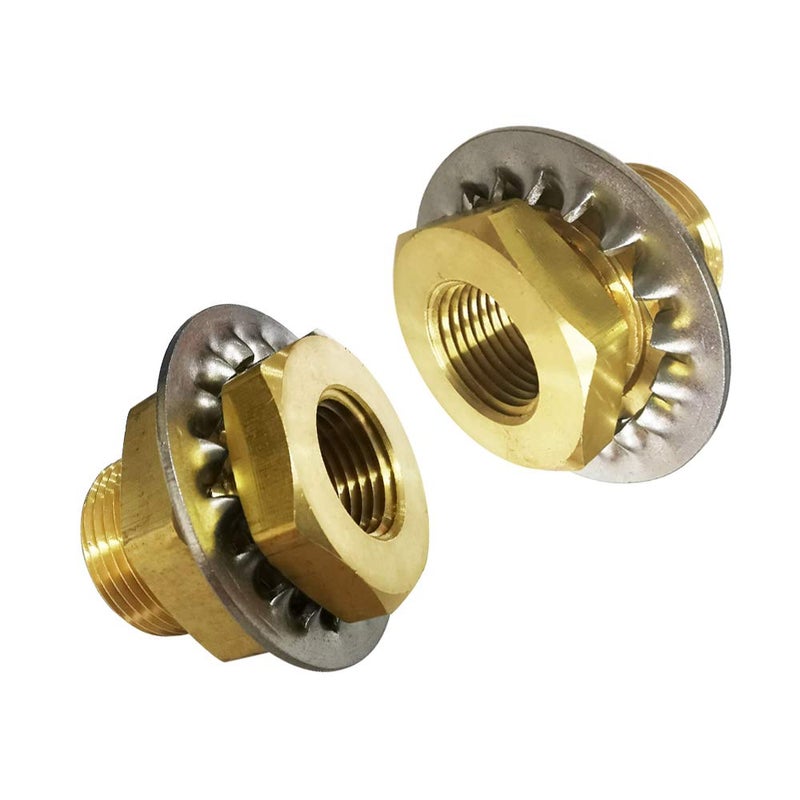 Legines Brass 1/2" NPT Female Bulkead Coupling Bulk head Pipe Fitting Bulkhead Anchor Tank Fitting, 1-1/2" Length (Pack of 2) - Image 1